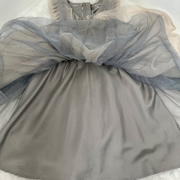 H&M Girls Gray Tulle Party Dress with Floral Accent - Picture 7 of 11